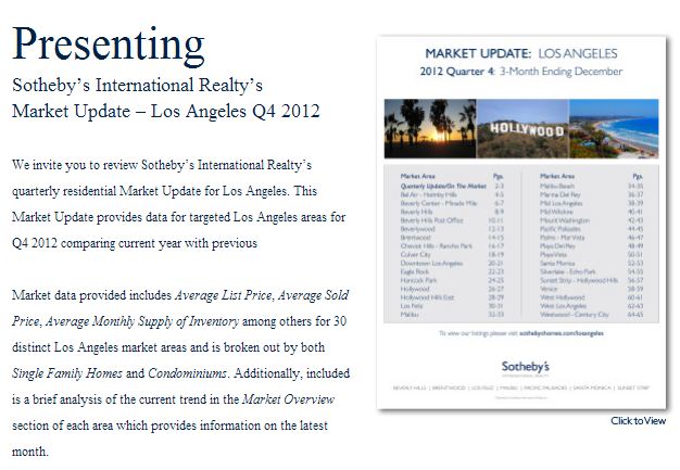 LA Market Update: 3 Mo. Ending 12/12